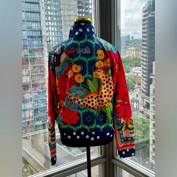 🆕 FARM Rio 🧿 NWT Jacqueta "Divertidamente Azul" - Women's Training Jacket Sz S - Picture 7 of 16